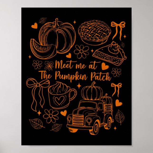 Meet Me At The Pumpkin Patch Coquette Bow Truck Fa Poster (Front)