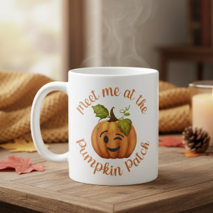Meet Me At The Pumpkin Patch Fall Winking Pumpkin Coffee Mug