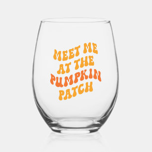 Meet Me At The Pumpkin Patch Stemless Wine Glass