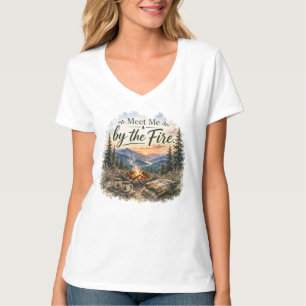Meet Me by the Fire Mountain Campfire Sunset T-Shirt