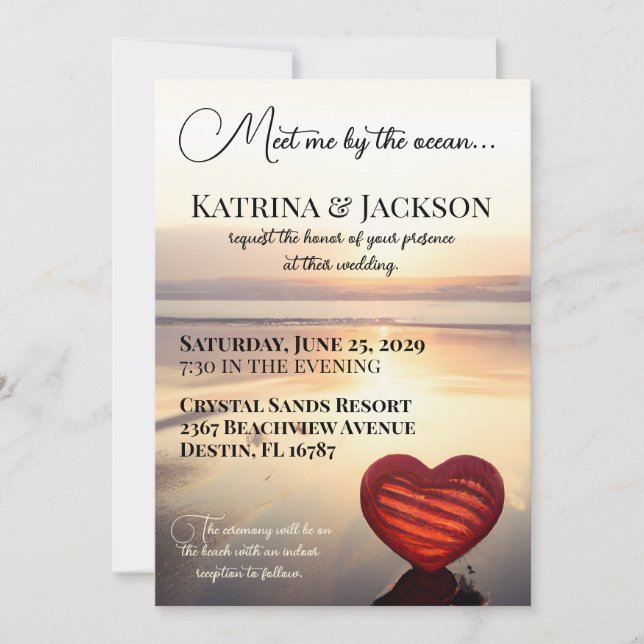 Meet Me by the Ocean Beach Wedding Invitation (Front)