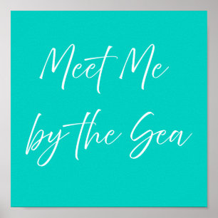 Meet Me by the Sea Pink Poster Preppy Coastal