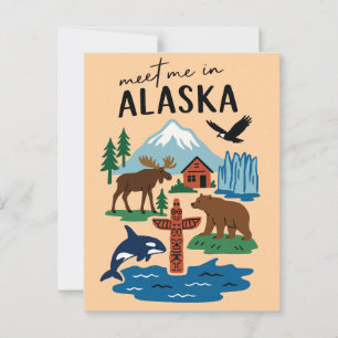 Meet Me In Alaska Icons Retro Postcard