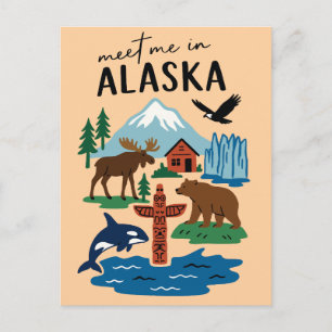 Meet Me In Alaska Icons Retro Postcard