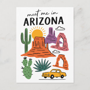 Meet Me In Arizona Desert Cactus Red Rocks Postcard