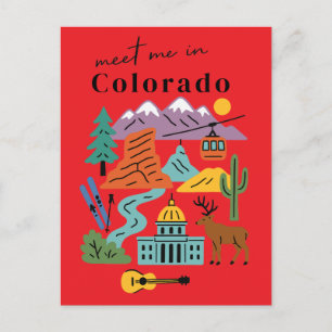 Meet Me In Colorado Hiking Nature Retro Postcard