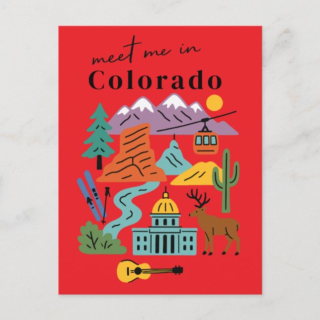 Meet Me In Colorado Hiking Nature Retro Postcard (Front)