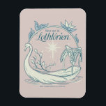 Meet me in LOTHLORIEN™ - Swan Boat Magnet<br><div class="desc">Drift into the timeless beauty of Middle-earth™ with this enchanting Lord of the Rings™ design inspired by Lothlórien™. Featuring an elegant Elven swan boat gliding across tranquil waters beneath a radiant star, the artwork captures the serenity and starlit magic of the Golden Wood. Framed by delicate leaves and graceful linework,...</div>