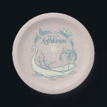 Meet me in LOTHLORIEN™ - Swan Boat Paper Plate<br><div class="desc">Drift into the timeless beauty of Middle-earth™ with this enchanting Lord of the Rings™ design inspired by Lothlórien™. Featuring an elegant Elven swan boat gliding across tranquil waters beneath a radiant star, the artwork captures the serenity and starlit magic of the Golden Wood. Framed by delicate leaves and graceful linework,...</div>