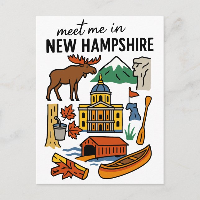Meet Me In New Hampshire Mountains Maple Icons Postcard (Front)