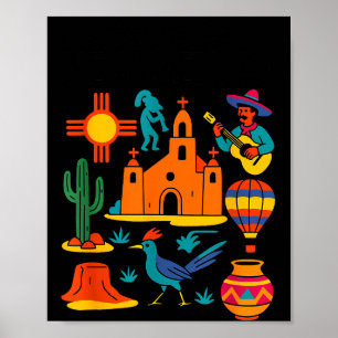 Meet Me In New Mexico - Cute Us State Travel Retro Poster