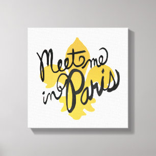 Meet Me in Paris Black and Gold Canvas Print