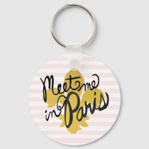 Meet Me in Paris Black and Gold Key Ring