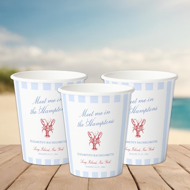 Meet Me in The Hamptons Bachelorette Paper Cups (Creator Uploaded)