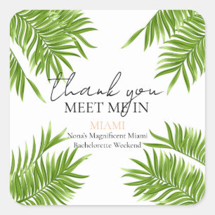 Meet Me Miami Bachelorette Party Vacation  Square Sticker