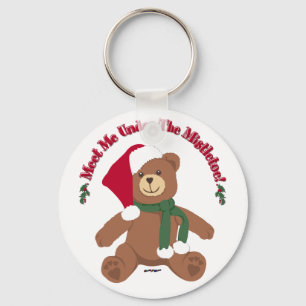 Meet Me Under The Mistletoe! Christmas Teddy Bear Key Ring