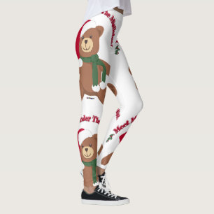 Meet Me Under The Mistletoe Christmas Teddy Bear Leggings