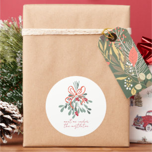 Meet Me Under the Mistletoe Classic Round Sticker