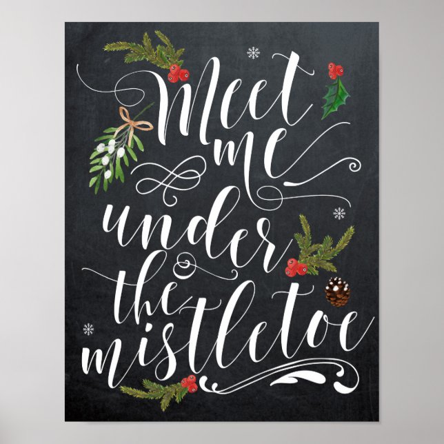 Meet me under the mistletoe holiday xmas print (Front)