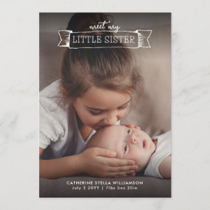 Meet My Little Sister Birth Announcement Two Photo