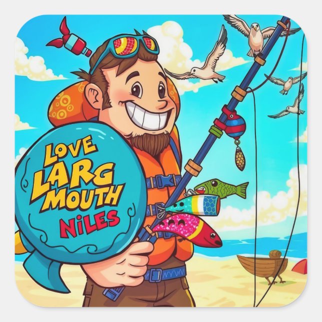  Meet Niles the Fishing Enthusiast! Square Sticker (Front)