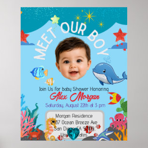 Meet Our Boy Baby Shower Invitation-Under the Sea Poster