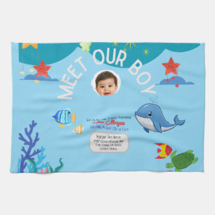 Meet Our Boy Baby Shower Invitation-Under the Sea Tea Towel