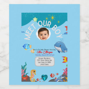Meet Our Boy Baby Shower Invitation-Under the Sea Wine Label