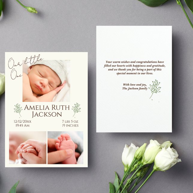 "Meet Our Little One"Photo birth Announcement Card (Creator Uploaded)