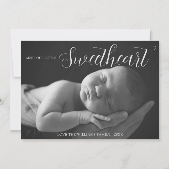 Meet Our Little Sweetheart Birth Announcement (Front)
