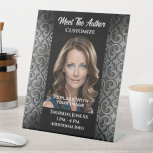 Meet The Author Textured Border Pedestal Sign