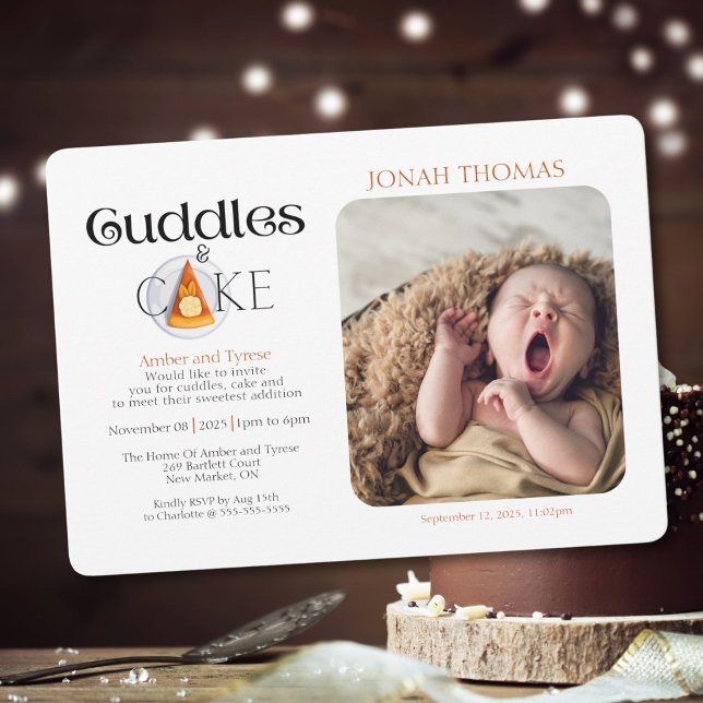 Meet The Baby: Sweet Cuddles & Cake Invitation (Cuddles and cake invitation to meet baby and share sweetness!)