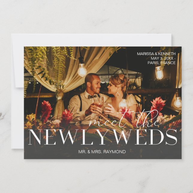 Meet the Newlyweds Typography & Photo Announcemen Invitation (Front)