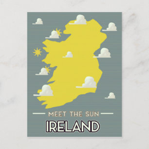 Meet the Sun Ireland vintage travel poster Postcard