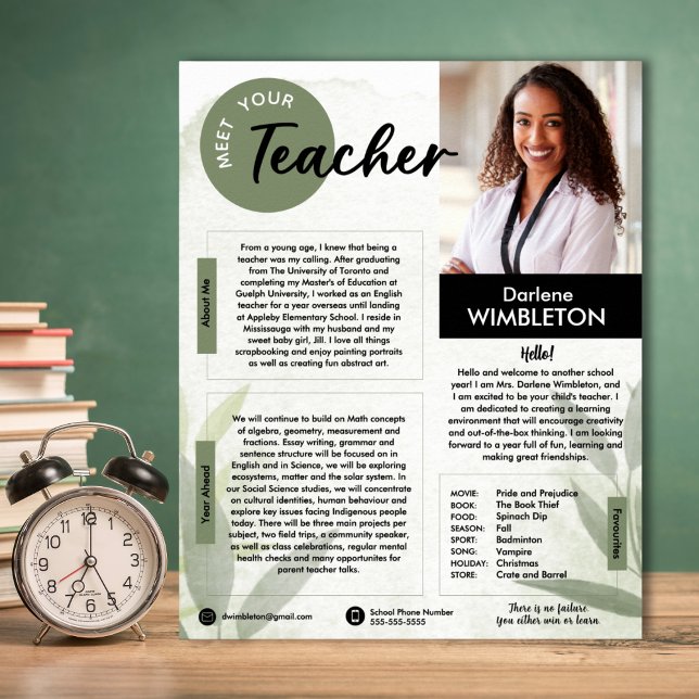 Meet The Teacher Handout Poster (Meet The Teacher Handout. Great for teachers for the first day of school)