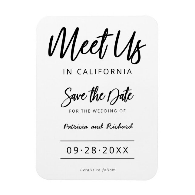Meet Us In Destination Wedding Save The Date Magnet (Vertical)