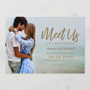 Meet Us In Destination Wedding Save The Date Photo Invitation