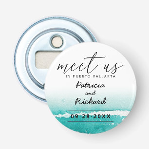Meet Us In Destination Wedding Teal Save The Date Bottle Opener