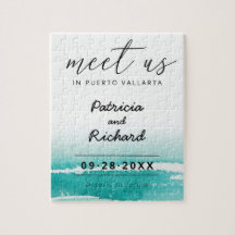 Meet Us In Destination Wedding Teal Save The Date