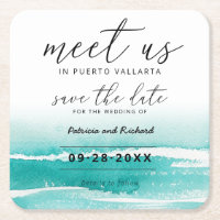Meet Us In Destination Wedding Teal Save The Date