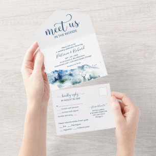 Meet Us In The Woods Forest Outdoor Wedding All In One Invitation