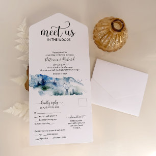 Meet Us In The Woods Forest Outdoor Wedding All In One Invitation