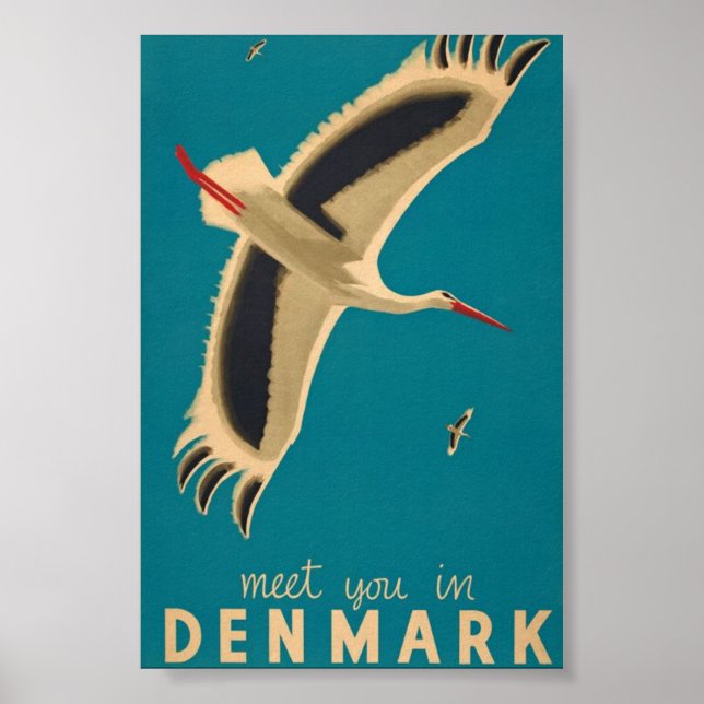 Meet You in Denmark Travel Vintage Poster (Front)