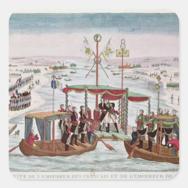 Meeting between Napoleon I & Tsar Alexander I Square Sticker (Front)