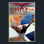 Meeting d'Aviation, Nice, France 1910 Vintage Art Poster<br><div class="desc">A reproduction print of the vintage Art Nouveau travel poster for an aviation meeting at Nice, on the French Riviera. Very rare, expertly restored. This art piece would look great when framed in the home, office, bar, cafe, pub or restaurant! Please customise the poster size, texture, border and/or frame to...</div>