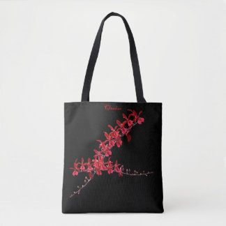 "Meeting Long Red Orchids" Tote Black