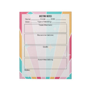 Meeting Notes Notepad- Bright