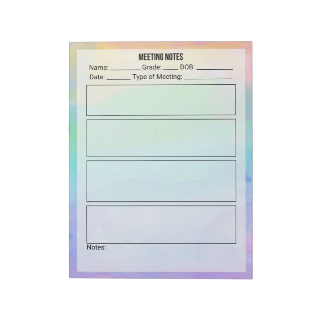 Meeting Notes Notepad- CUSTOMIZE (Rotated)