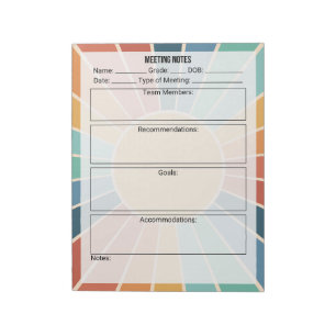 Meeting Notes Notepad- Sun