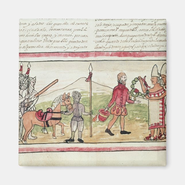 Meeting of Hernando Cortes  and Montezuma Magnet (Front)